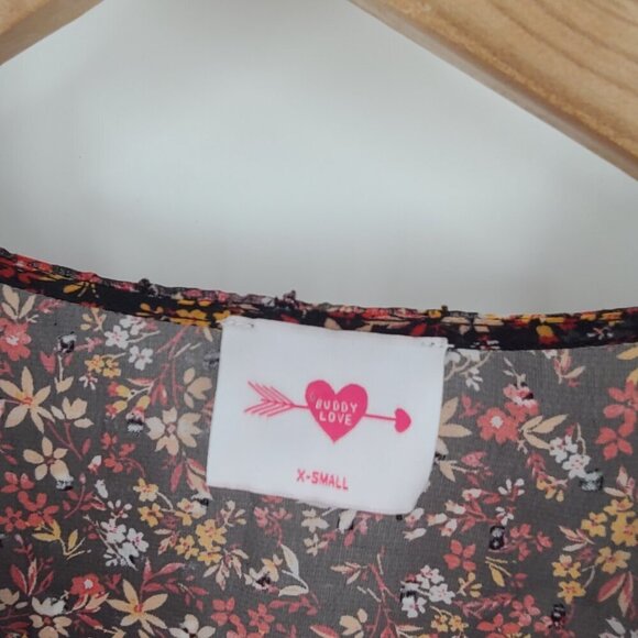 Buddy Love Flower Print Low V Neck Tie Ruffle Hi Low Hem Maxi Dress Size XS - Picture 3 of 7